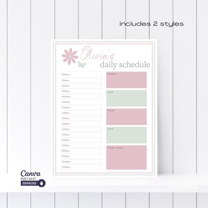 Editable Child&#39;s Daily Schedule Template: Babysitter Information Sheet (Canva)