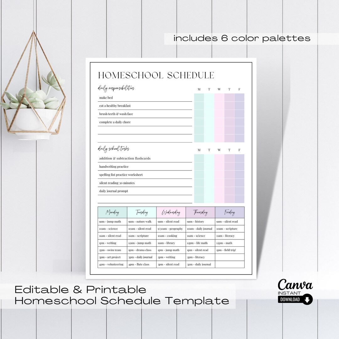 Editable Homeschool Checklist Printable Daily Schedule for - Etsy