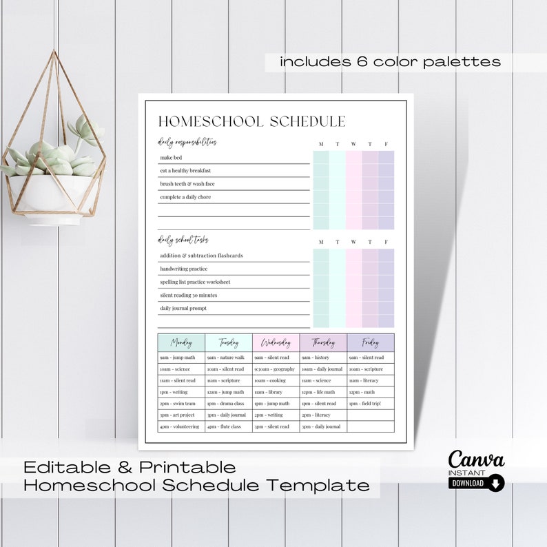 Editable Homeschool Checklist Printable Daily Schedule for - Etsy