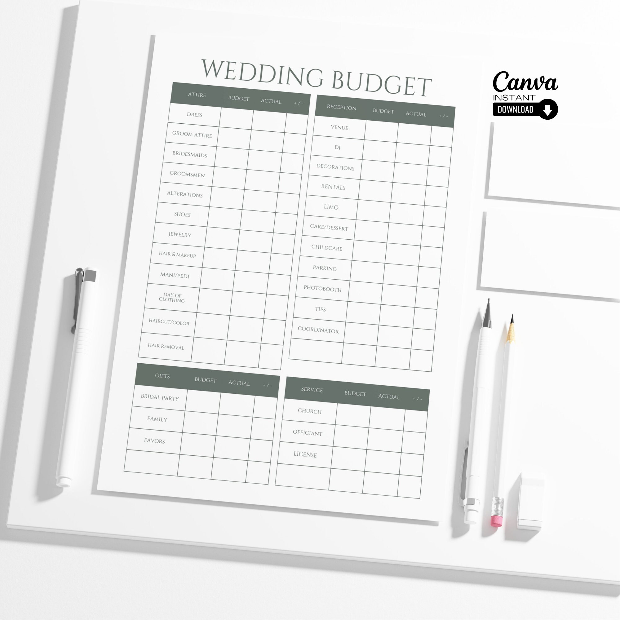 Editable Wedding Budget Planner Template Printable Wedding Planner