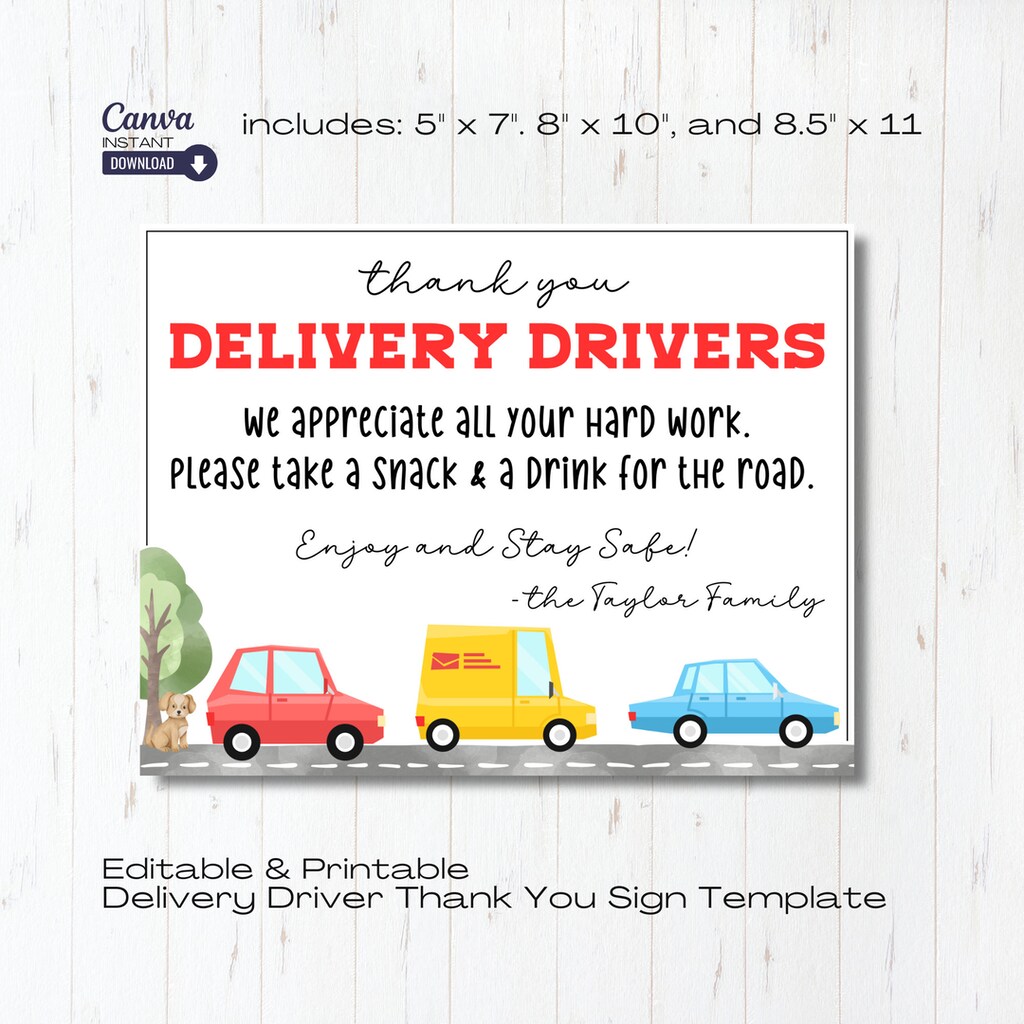 Targa In Legno Huester "Delivery Drivers" Con Scritta Thank You Driver, Decorazione Parete 30,5x15,2 Cm
