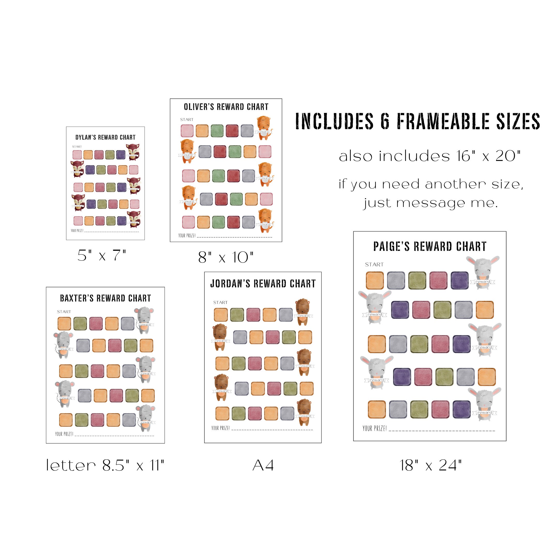 Editable kids reward charts printable responsibility charts etsy