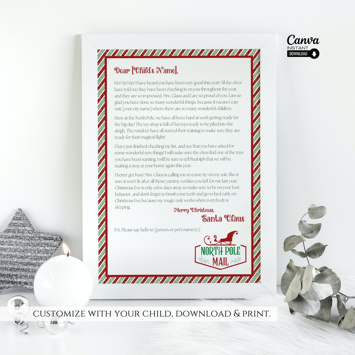 Editable Santa Letter Template Letter From Santa Template Etsy Editable Santa Letter Template Letter From Santa Template Etsy
