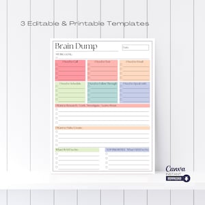 ADHD Brain Dump Printable: Editable To-Do List Template (Digital Download)