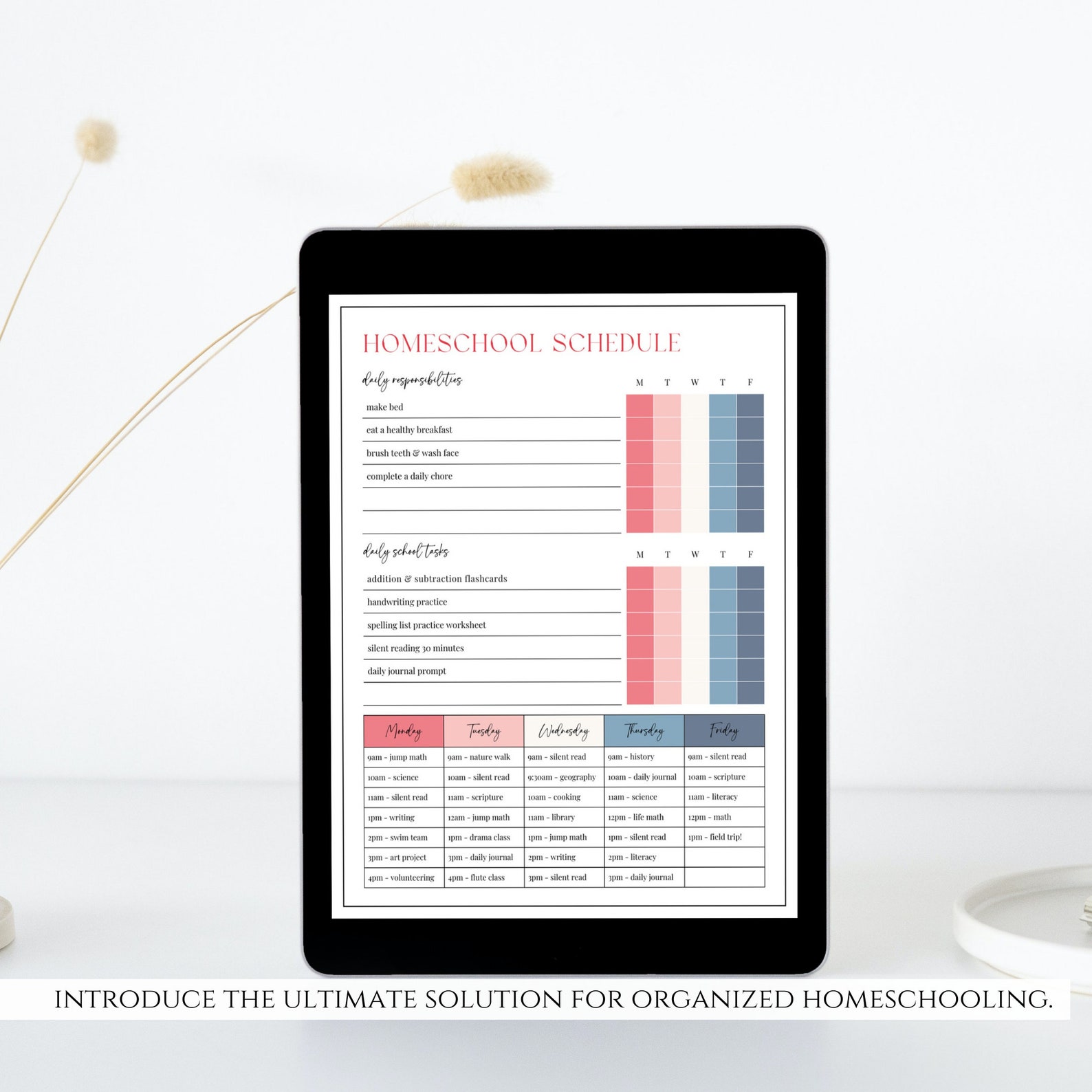 Editable Homeschool Checklist, Printable Daily Schedule for Kids, Home ...
