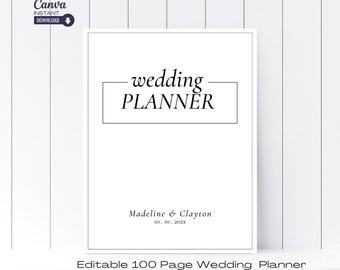 Minimalistische Hochzeitsplaner-Vorlage: Bearbeitbare 100-seitige Hochzeitscheckliste (Digitaler Download)
