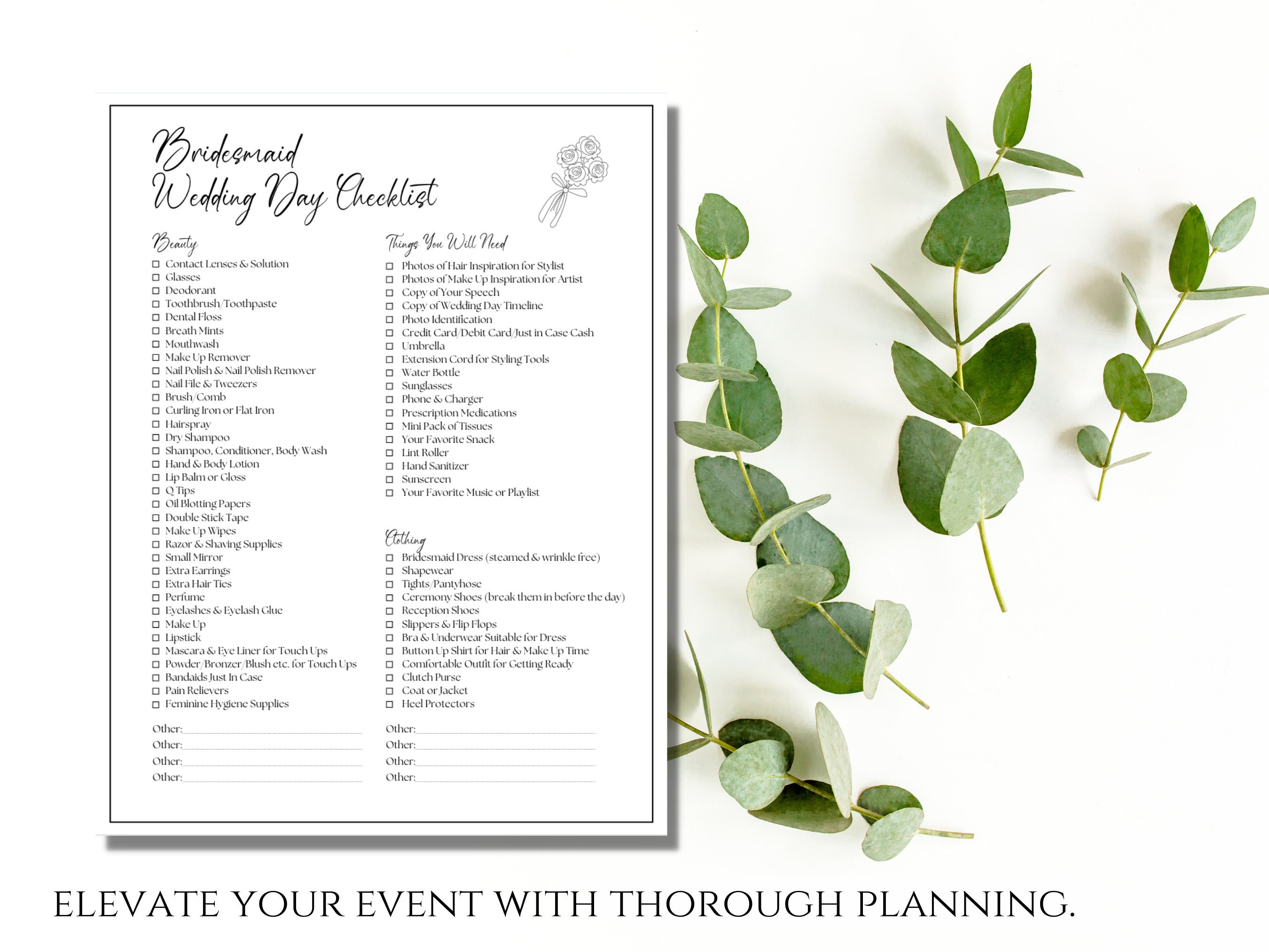 Editable Bridesmaid Wedding Day Checklist Template Printable Etsy Editable Bridesmaid Wedding Day Checklist Template Printable Etsy