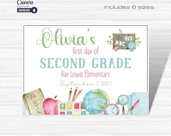 Printable First Day of School Sign, First Day Chalkboard Sign Printable, Editable School Photo Prop Sign, Personalized School Chalkboard