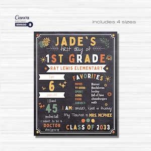 Editable First Day of School Chalkboard Sign: Boho Style (Digital Download)