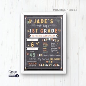 Editable First Day of School Chalkboard Sign Printable: Boho Style