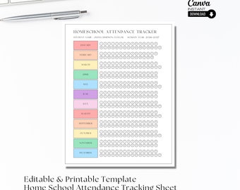 Editable Homeschool Attendance Tracker: Printable Student Record (PDF)