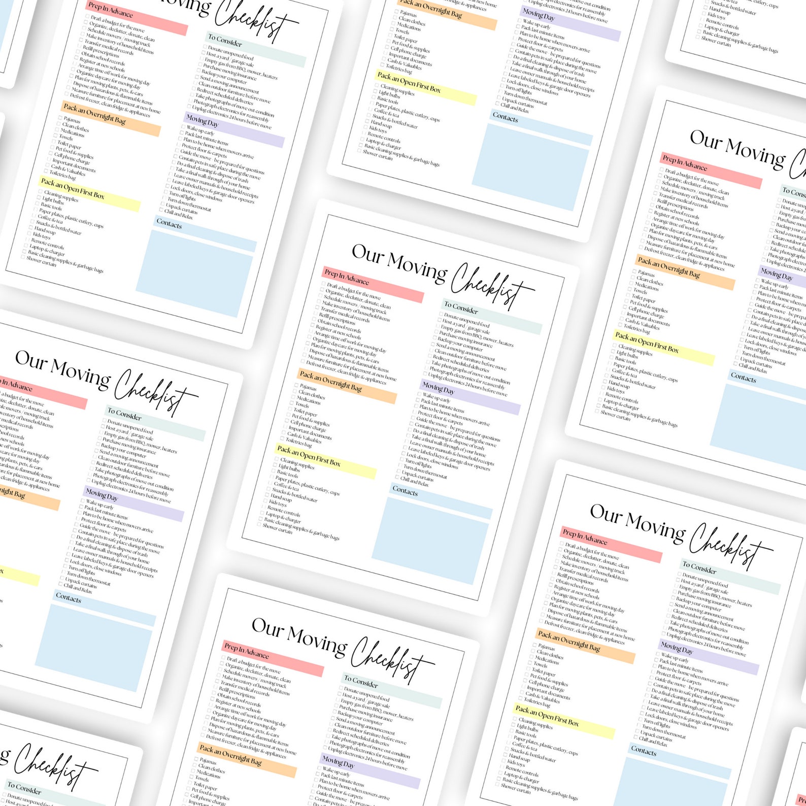Editable Moving Checklist, Printable Moving Planner, Relocation to Do List, Moving Task List ...