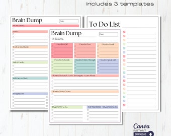 ADHD Brain Dump Printable: Editable To-Do List Template (Canva)