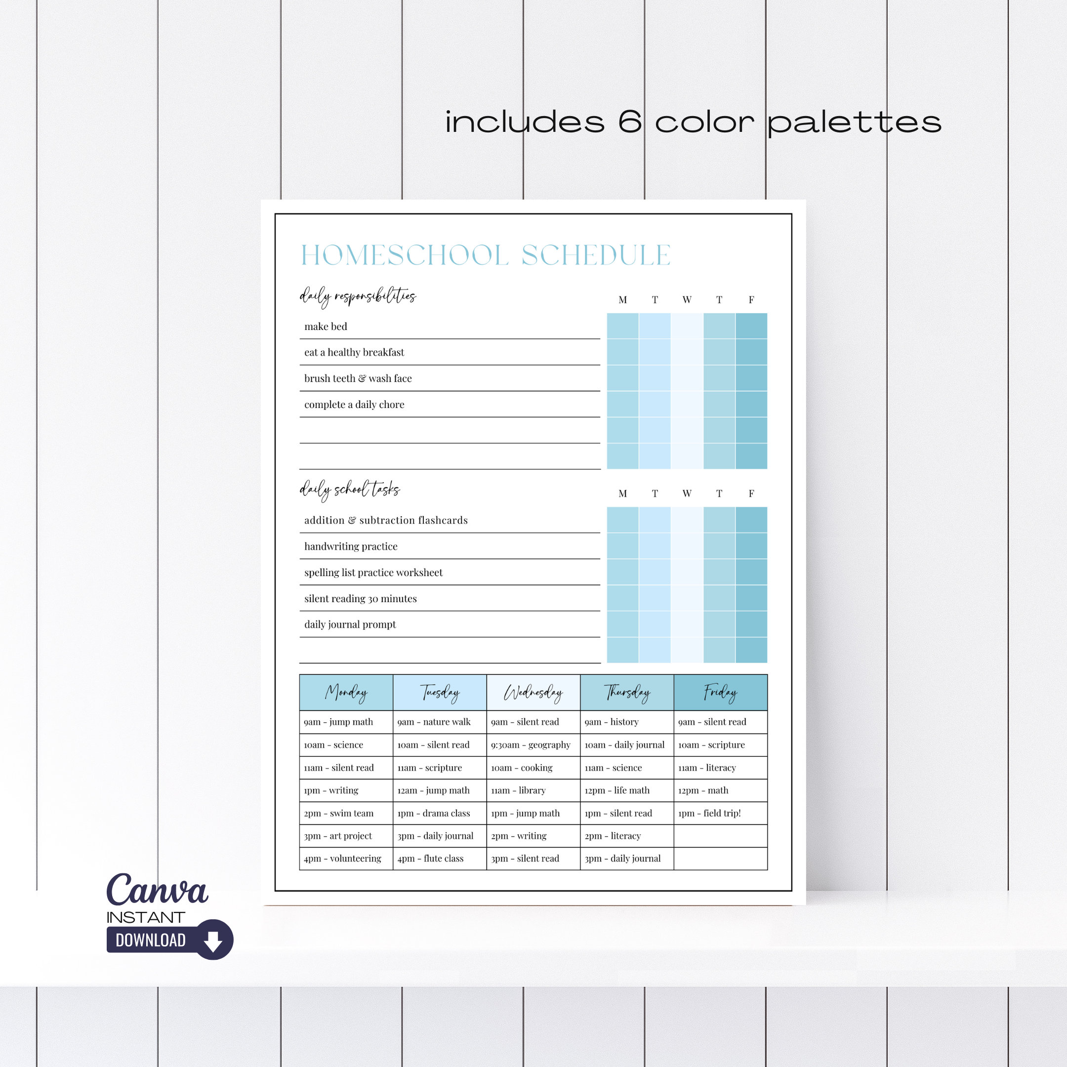 Editable Homeschool Checklist: Daily Schedule Template (Canva & PDF)