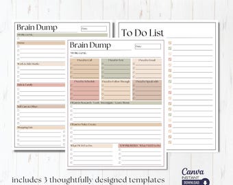 Editable ADHD Brain Dump Printable: To-Do List Template (Canva)