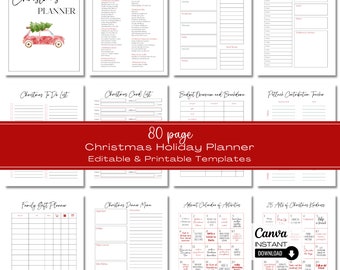 Editable Christmas Planner Template: 80-Page Holiday Organizer (Printable)