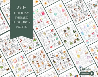 Holiday Lunchbox Notes: Kids' Affirmations, Jokes (Printable PDF)
