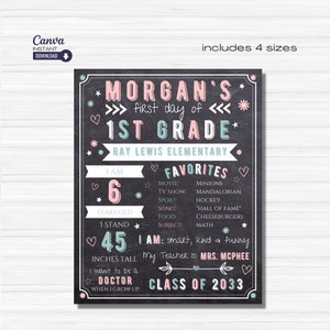 Editable First Day of School Chalkboard Sign (Printable)