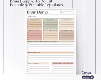 ADHD Brain Dump Printable: Editable To-Do List Template (Digital Download)