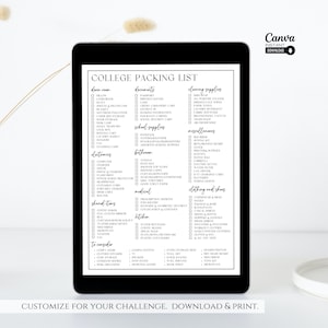 Editable College Packing List: Printable Dorm Essentials Checklist ...