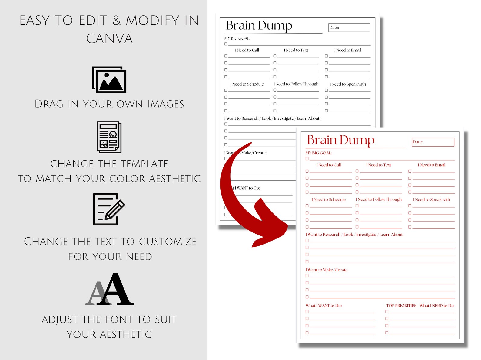 Editable ADHD Brain Dump Printable ADHD Planner to Do List - Etsy