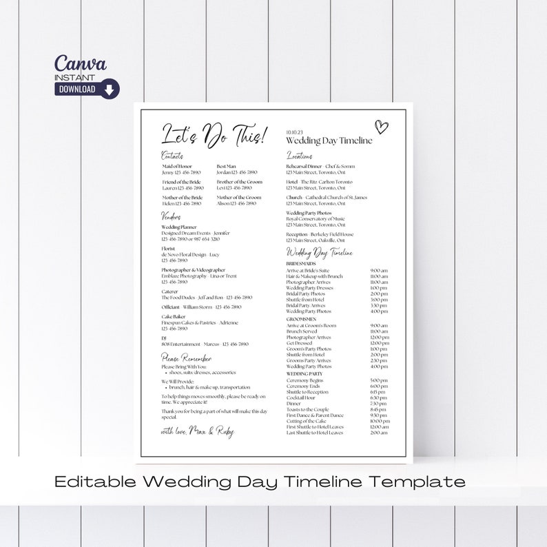 Editable Wedding Day Timeline Template Printable Wedding Itinerary editable-wedding-day-timeline-template-printable-wedding-itinerary
