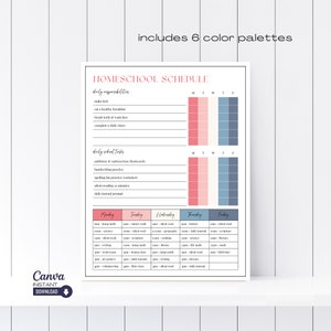 Bearbeitbare Homeschool Checklist: Vorlage für den täglichen Stundenplan (Canva & PDF)