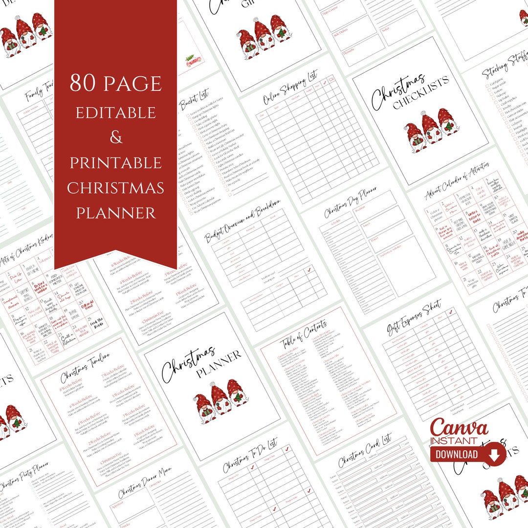Editable Gnome Christmas Planner Template, Printable Holiday Planner ...