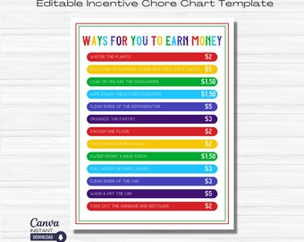 Tabla imprimible de tareas para niños: Tabla editable de responsabilidades y asignaciones (PDF)