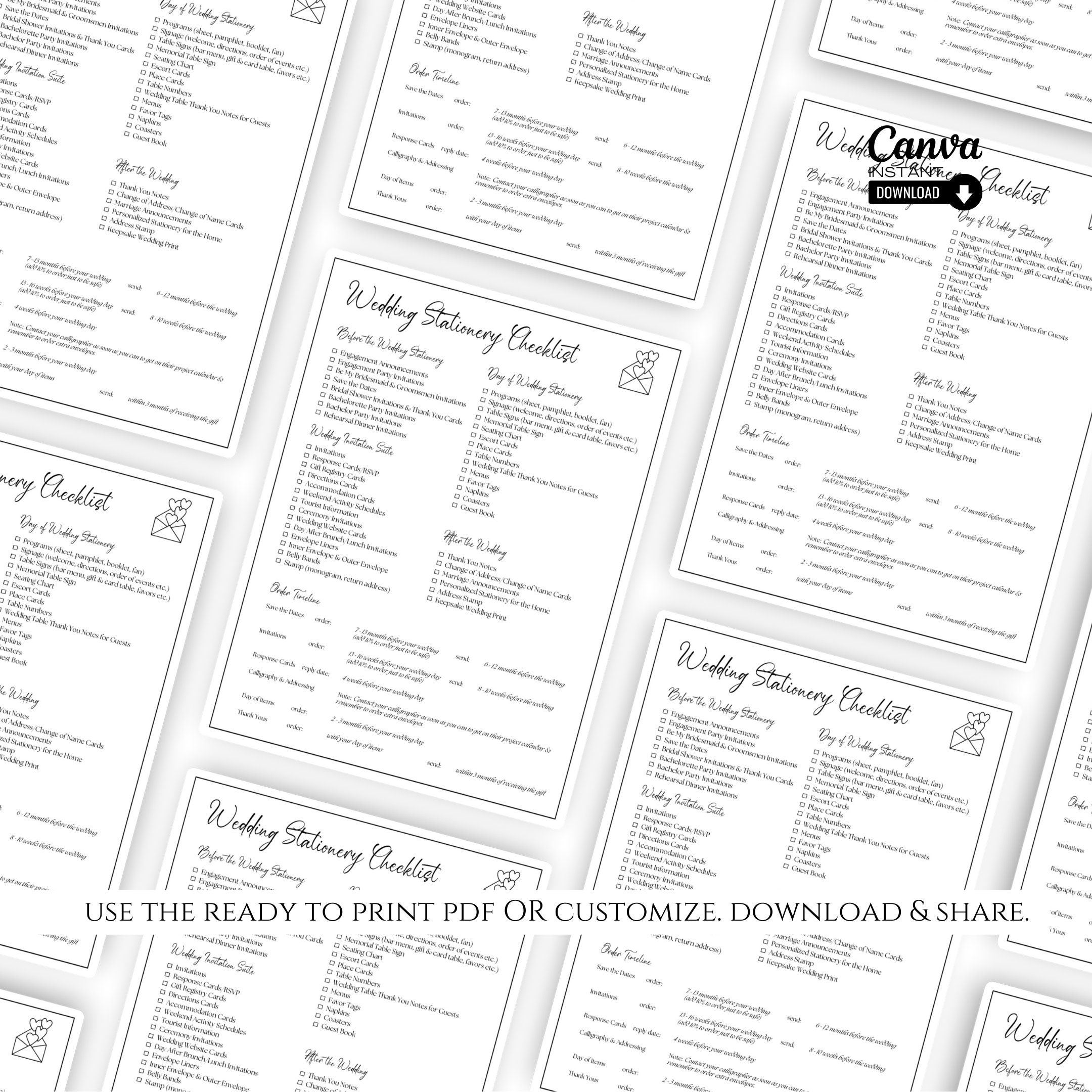 Editable Wedding Stationery Checklist Template, Printable Wedding ...