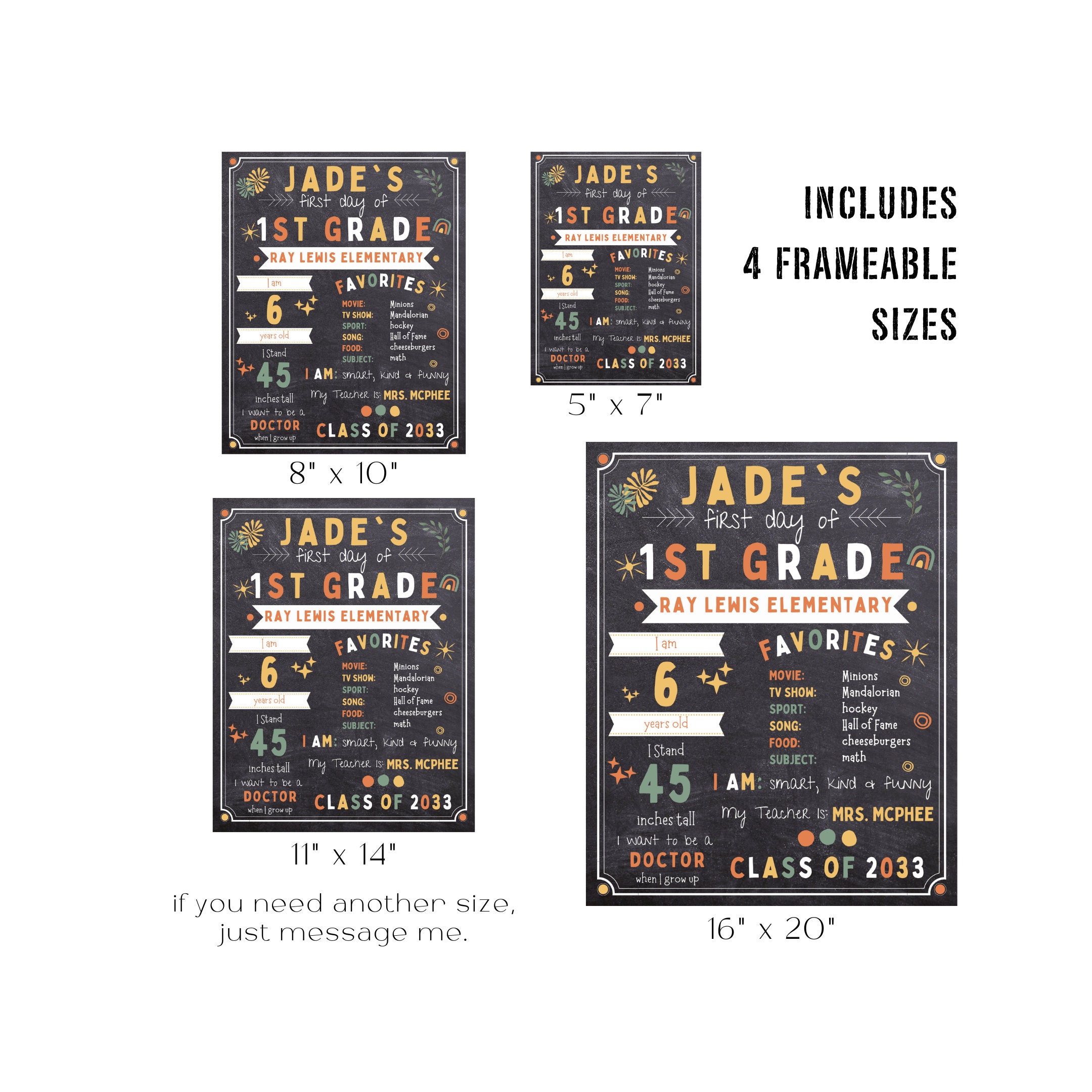 Printable First Day of School Sign Back to School Chalkboard - Etsy Canada