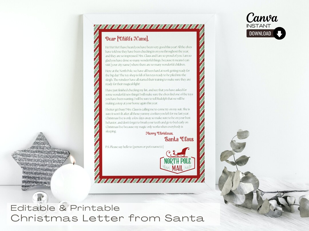Editable Santa Letter Template Letter From Santa Template Etsy Editable Santa Letter Template Letter From Santa Template Etsy