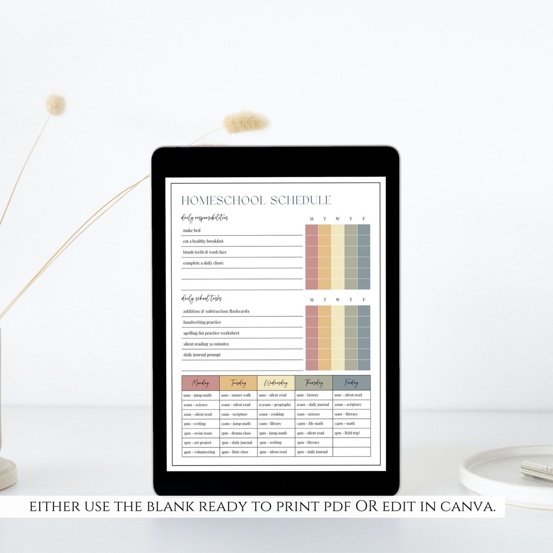 Editable Homeschool Checklist Printable Daily Schedule for - Etsy