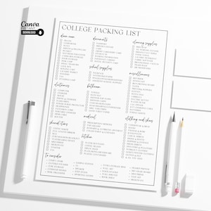 Editable College Packing List: Printable Dorm Essentials Checklist ...
