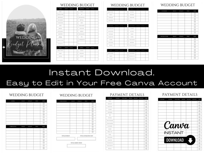 Editable Wedding Budget Planner Template Printable Wedding Etsy