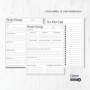 Editable ADHD Brain Dump Printable, ADHD Planner, To Do List Template, Productivity Planner, Thought Organizer, Task List, Daily To Do List