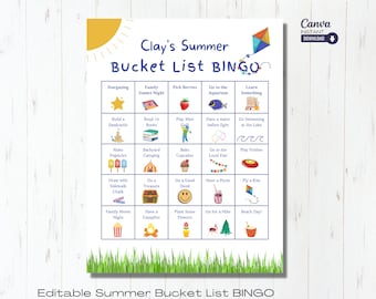 Editable Summer Bucket List Bingo: Family Activity Planner (Digital Download)