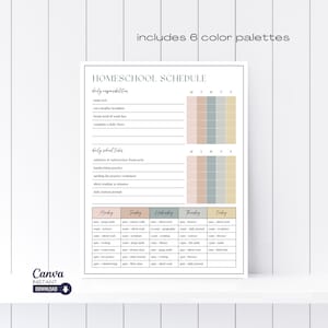 Editable Homeschool Checklist, Printable Daily Schedule for Kids, Home School Daily Routine Template, Canva Template, Ready to Print PDF
