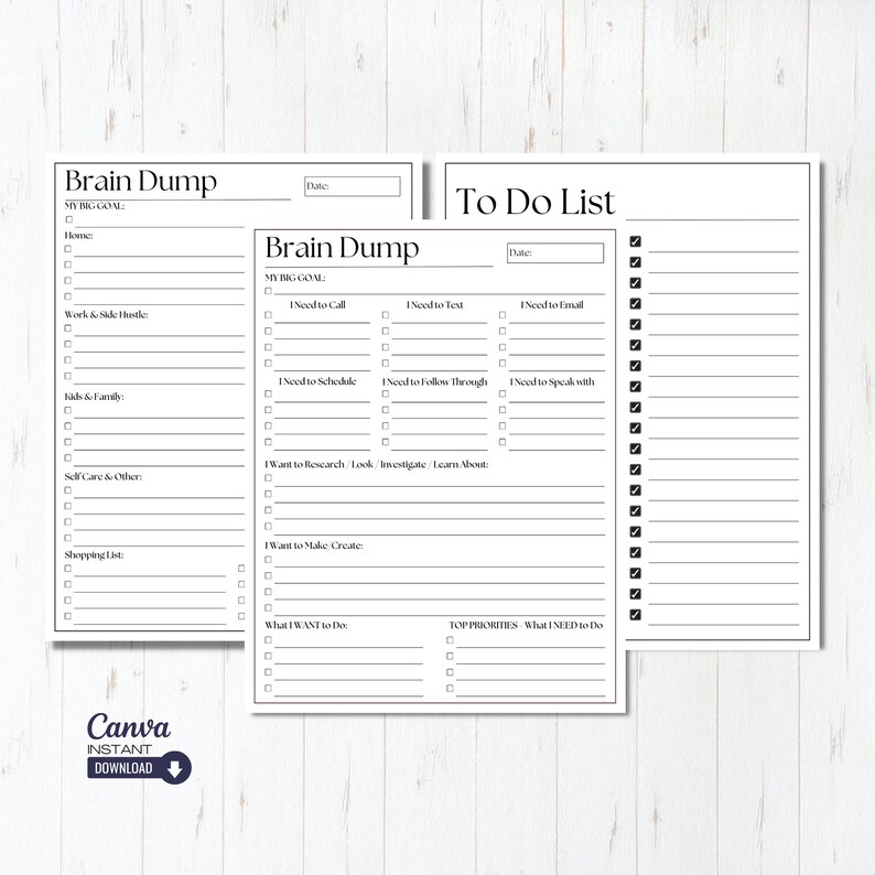 ADHD Brain Dump Printable: Editable To-Do List Template (Canva & PDF)