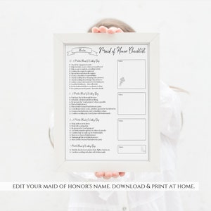 Editable Maid of Honor Checklist, Printable Maid of Honor Duties ...
