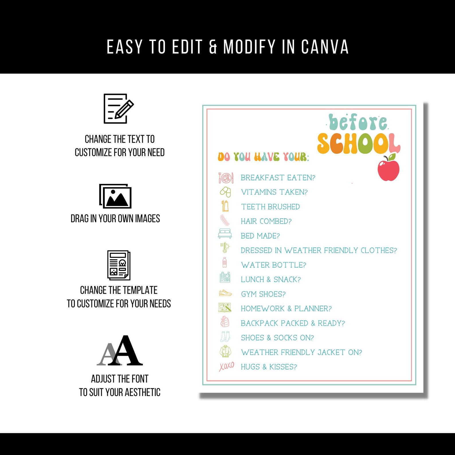Printable Before School and After School Checklist, Editable Before and ...