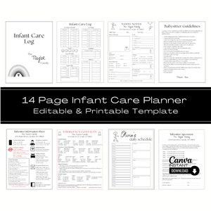 Editable Baby Care Daily Log, Printable Infant Care Tracker, Newborn Daily Report, Babysitter Log Template, Instant Download