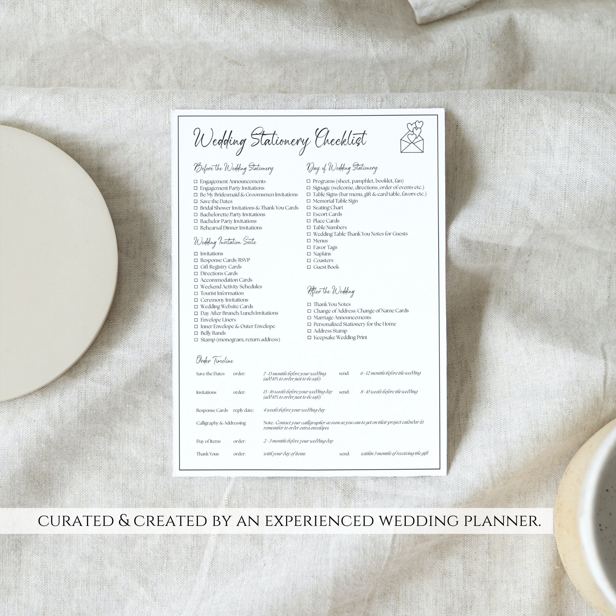 Editable Wedding Stationery Checklist Template, Printable Wedding ...