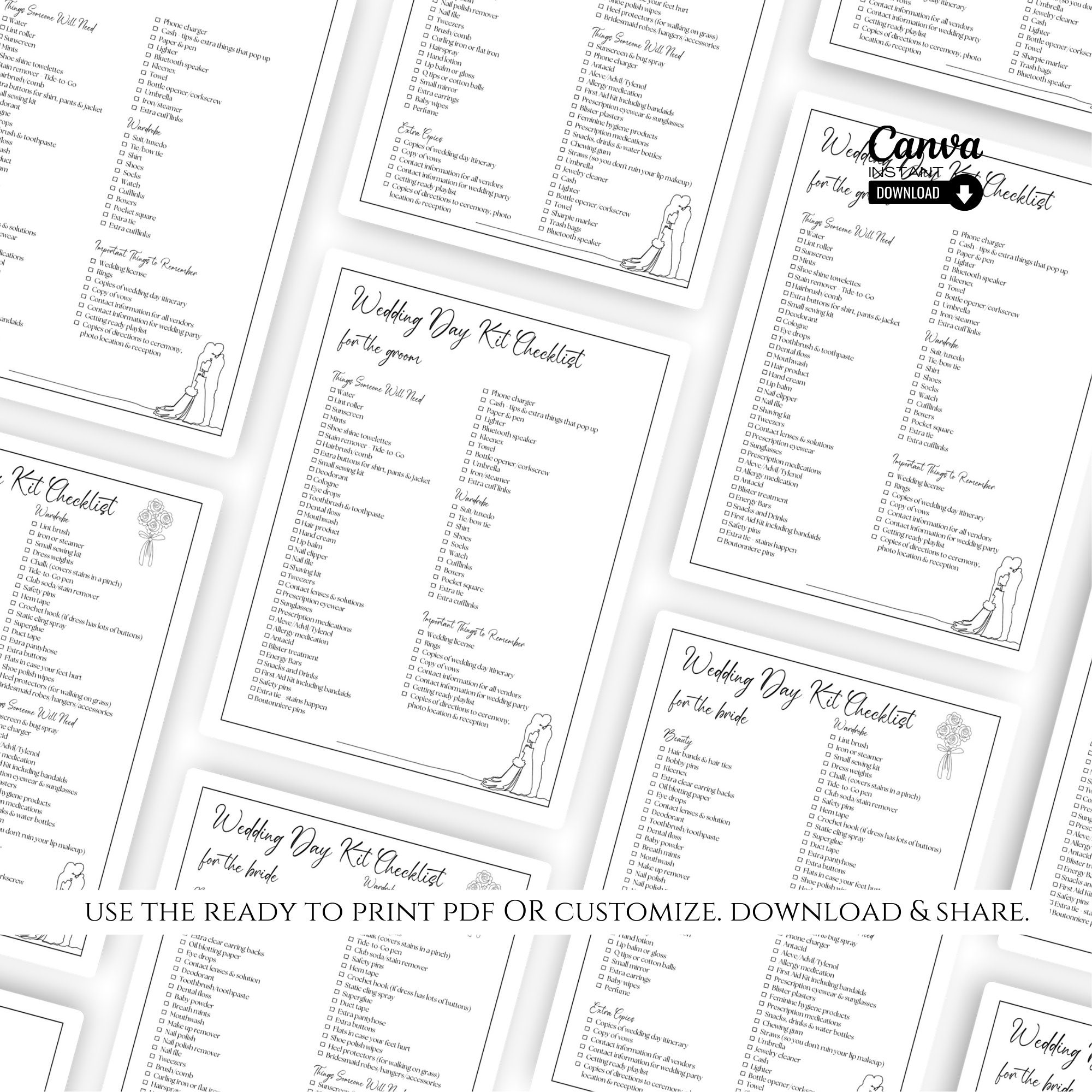 Editable Wedding Day Checklist Printable Wedding Day - Etsy