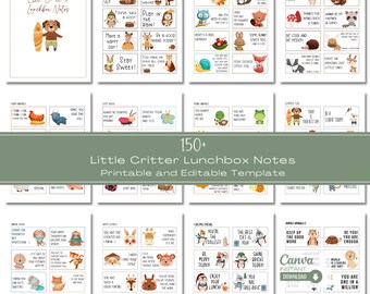 Animal Lunchbox Notes: Kids' Positive Affirmations (Printable Canva Template)