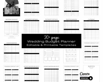 Printable Wedding Budget Organizer, Editable Digital Wedding Finance Tracker, Wedding Organizer Canva Template, Wedding Budget Planner Book