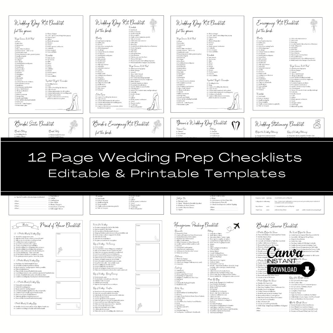 Editable Wedding Checklist Templates, Printable Wedding Planning