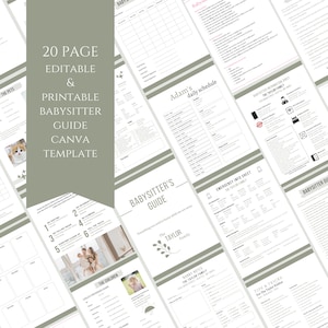 Agenda per babysitter modificabile, Guida per babysitter stampabile, Agenda per l'assistenza all'infanzia, Note per la tata, Raccoglitore per babysitter, Gestione della famiglia, Informazioni di contatto