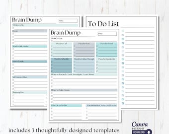 Editable ADHD Brain Dump Printable: To Do List Template (Canva)
