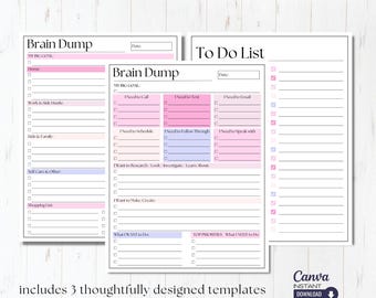 Editable ADHD Brain Dump Printable: To-Do List Template (Canva)